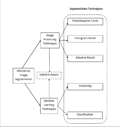 Figure 2.3: Microarray spot segmentation methods (Giannakeas & Fotiadis, 2009) 