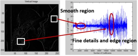 Fig. 4. The detail subband (horizontal, vertical and diagonal) representation based on original wavelet coefficients