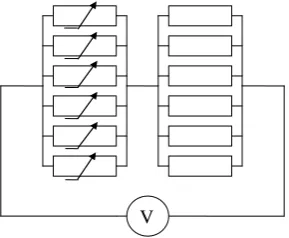 Figure 4. Electrical scheme of the GJ channel composed of two hemichannels each formed of 6 connexins