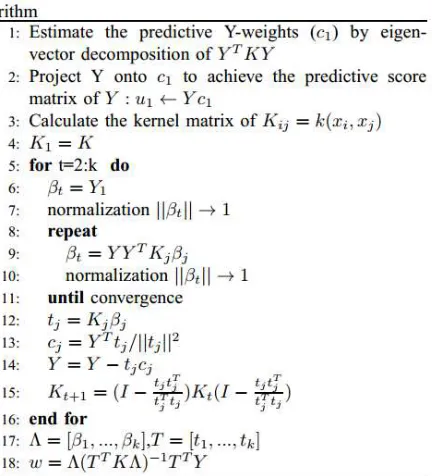 Figure 1.Pseudo-code for the On-line KPLS algorithm 