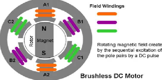 Figure 3.2: Disassembled view of BLDC motor. [14] 