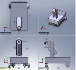 Figure 3.3: Design of Autonomous Fire Protection Robot with Notification robot body kit using  