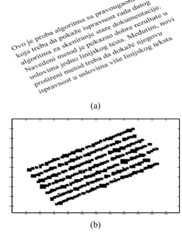 Figure 1. Document text image and its counterpart with connected components: (a) Matrix B, (b) Matrix Y 