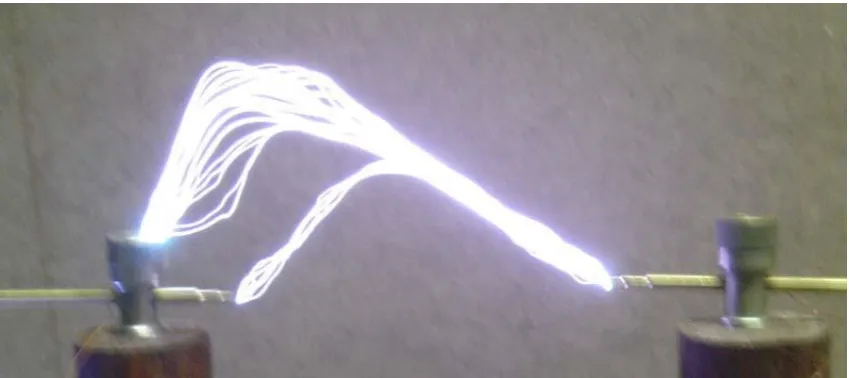 Figure 2.2 : Electrical breakdown in air cause small spark over [7] 