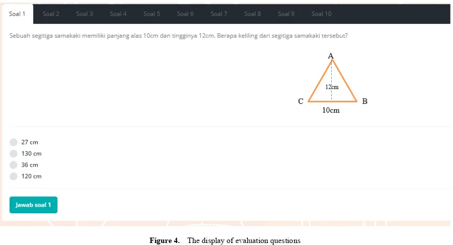 Figure 4.  The display of evaluation questions 