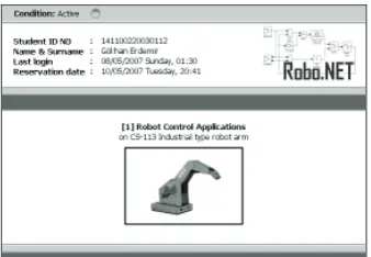 Figure 5. Server Interface of the 5 DOF robot arm (RoboNET) 