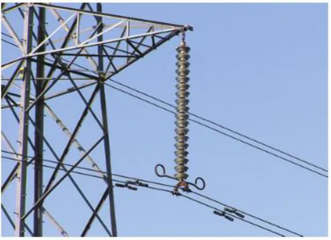 Figure 1.1: Outdoor insulator on overhead power line 