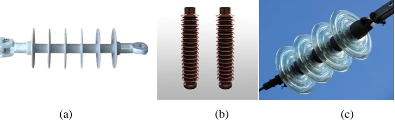 Figure 2.2: (a) Polymeric Insulator; (b) Porcelain Insulator; (c) Glass Insulator 