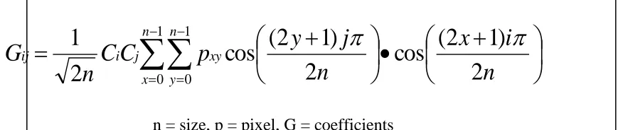 Figure 2.6: Two Dimensional DCT [22]. 