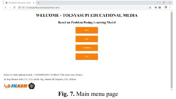 Fig. 7. Main menu page 