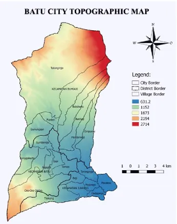 Fig. 1. Batu City administration and landslides management map