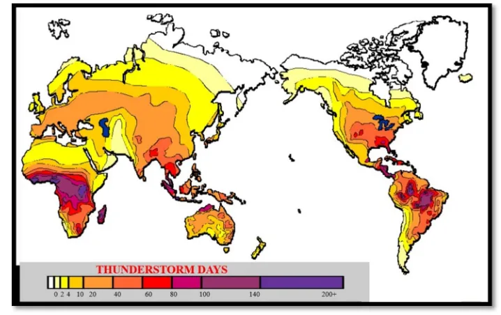 Figure 2.7 : World Isokeraunic Map [15]. 