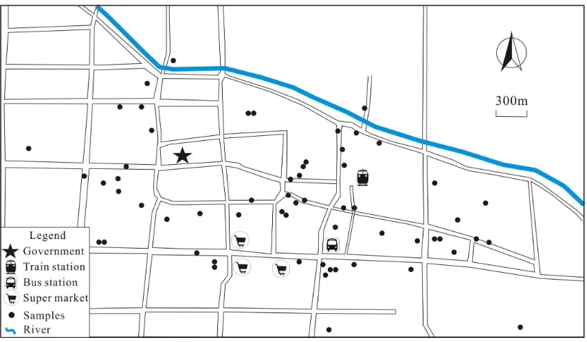 Fig. 1:  Sample locations in the study area 