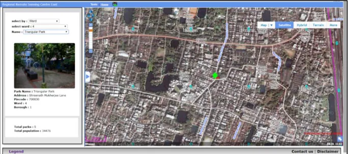 Fig. 3. Parks categorised into different sizes overlaid on map.  