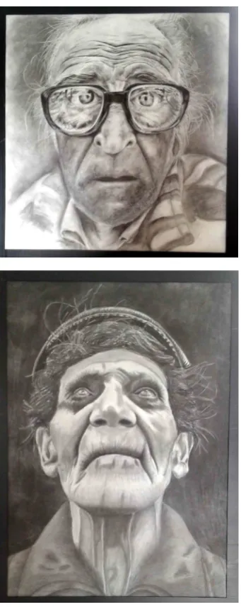 Figure 11.  Examples of portrait works, A1 paper size charcoal techniques 