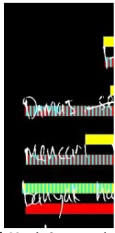 Figure 8 Left Margin Segmentation Aplication  In Figure 8, we can see a text in a white and green stripes, yellow and red 