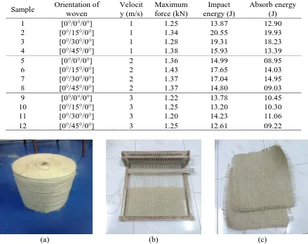Table 1 Average energy absorption performance of woven kenaf fiber reinforced composites