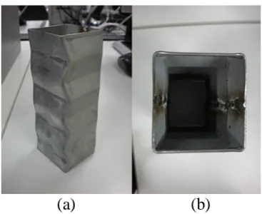 Figure 2.12 Origami pattern introduced on square tube a) side view and b) top view (Song et al., 2012)