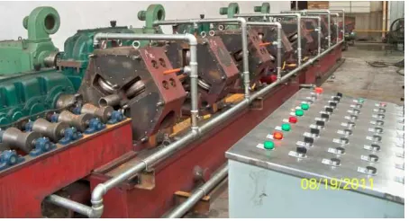 Fig. 1: Y-shaped three-roll mill production line  