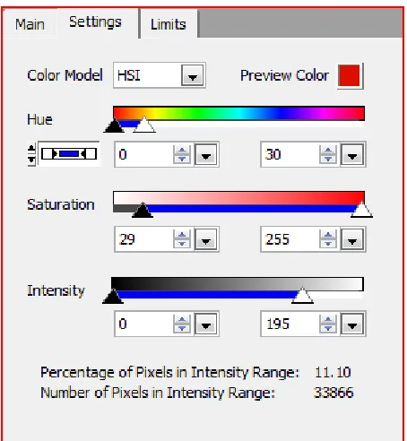 Figure 1  Parameters specified in Vision Builder   