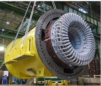 Figure 2.4: End view of the stator a 26-kV 908-MVA 3600 r/min turbine generator 