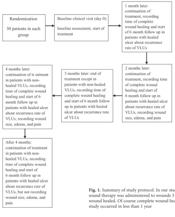 Fig. 1. Summary of study protocol. In our study, HFU and MIST ultra-sound therapy was administered to wounds 3 times per week until wound healed