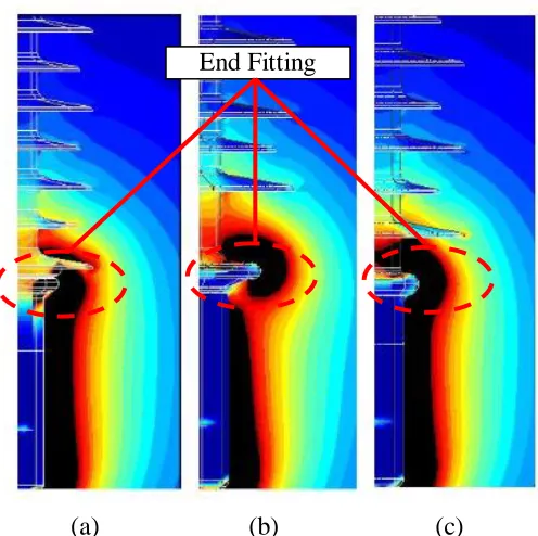 Figure 2.4 Examples of the electric field distribution surrounding the composite 