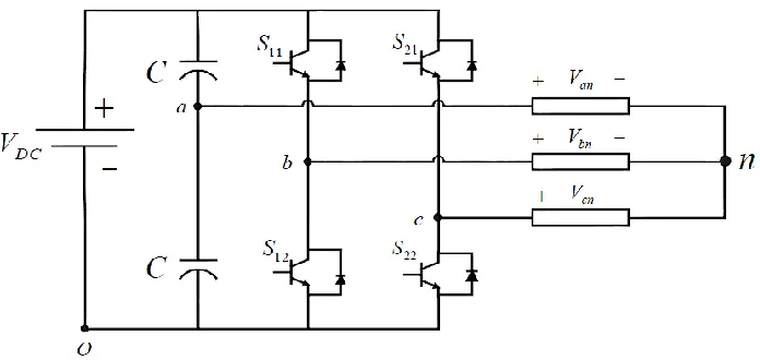 Figure 2.7: Three - phase half bridge inverter [7]. 