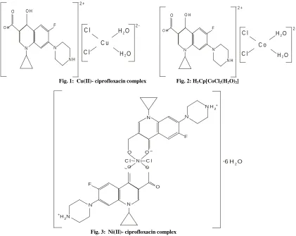 Fig. 1:  Cu(II)- ciprofloxacin complex                      Fig. 2: H              3Cp[CoCl2(H2O)2]  