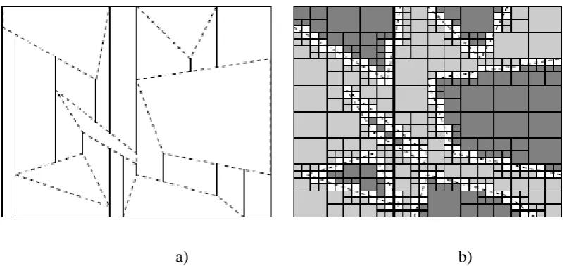 Figure 2.2: a) Exact cell decomposition, Cfree exactly decomposed into trapezoids;  