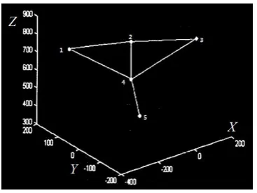 Figure 8: Gymnasts’ five mark points space schematic diagram in one moment