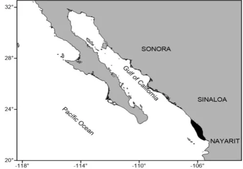 Figure 1. northern Nayarit and southern Sinaloa in Mexico (Latitude: 22º-24.5º, Longitude: -105° -108°)