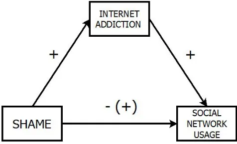 Figure 1.  Model of the Mediational Role of Internet Addiction (Hypothetical Model) 