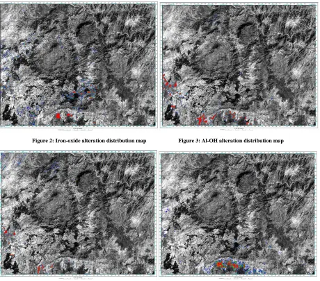 Figure 2: Iron-oxide alteration distribution map                       Figure 3: Al-OH alteration distribution map 