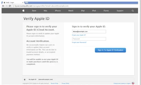 Fig. 2 Phishing webpage of Apple