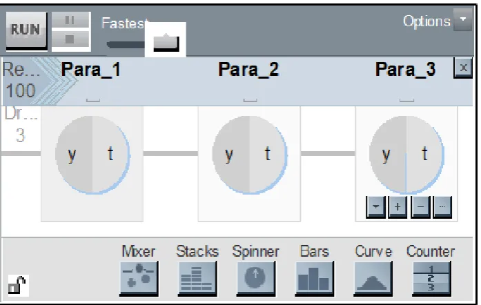 Figure 10.  The simulation created for the experiment of flipping three coins. 