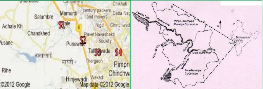 Fig. 1: Map of Pavana River Study Area Showing Selected Sites (Pimpri-Chinchvad, Pune)