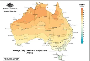 Fig. 1: Average daily 9 am relative humidity in Australia (Image Source: Bureau of Meteorology, Australia)
