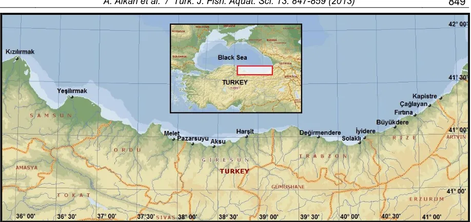 Figure 1. Sampling stations of the Eastern Black Sea rivers. 