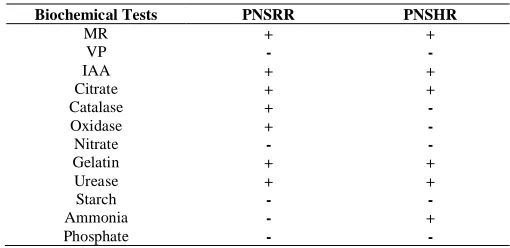 Table 1: Biochemical characteristics of PNSRR and PNSHR Biochemical Tests PNSRR 