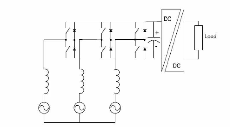 Figure 2.1 : Three-Phase Six Switch Boost Rectifier 