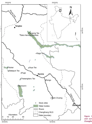 Figure 1. Location of the study area and surveyed high altitude wetlands of 