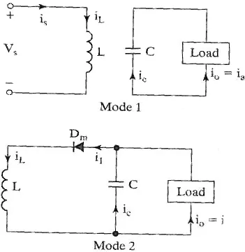 Figure 2.2: equivalent circuits of Buck boost converter 
