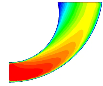 Figure 3: Flow structure turning diffuser                                   without baffles  