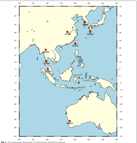 Fig. 1 The geographic distribution of stations from the MGEX network