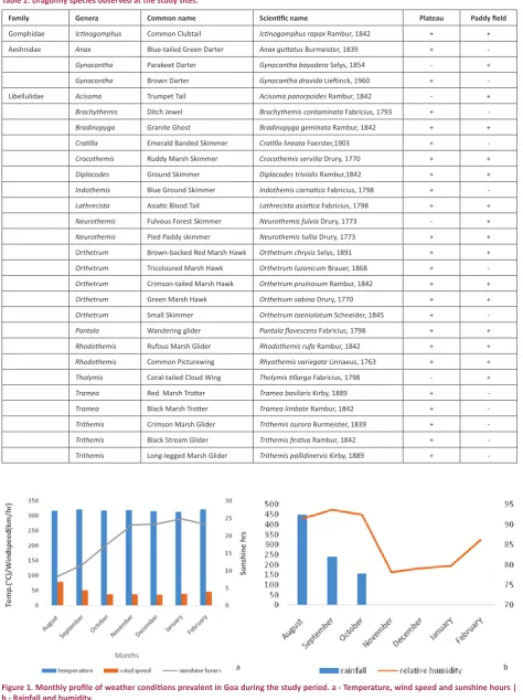 Table 2. Dragonfly species observed at the study sites.
