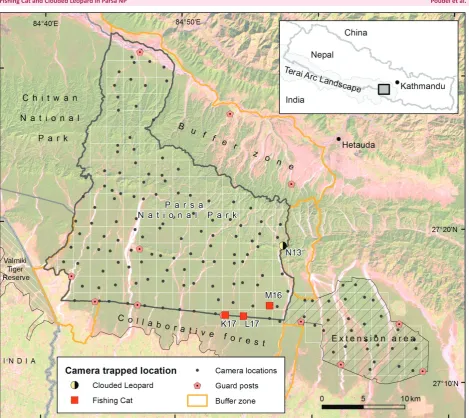 Figure 1. Study area with camera trap locations in Parsa National Park, Nepal.