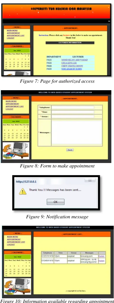 Figure 10: Information available regarding appointment status 