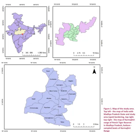 Figure 1. Map of the study area.  Top left - the map of India with 