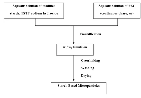 Fig. 1 Flow chart for the fabrication of starch based microparticles 
